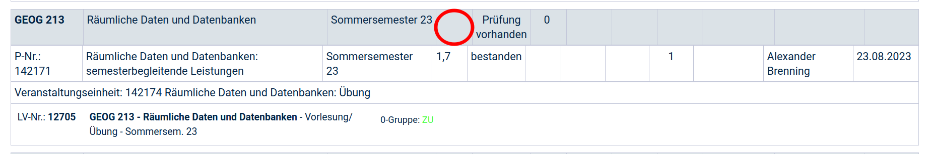 Example module with missing grade